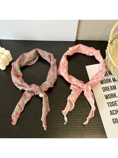 Scarvii - Butterfly Print Scalloped Edge Triangle Bandana