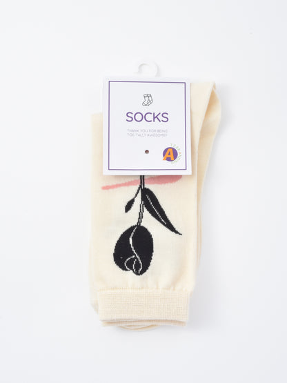 Rufia - Black and White Floral Patterned Socks