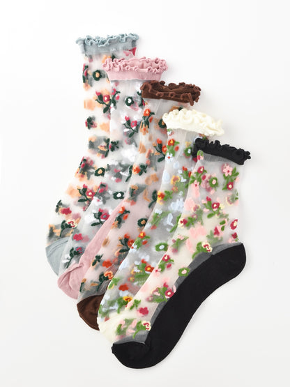 Rufia - Sheer Floral Ankle Socks