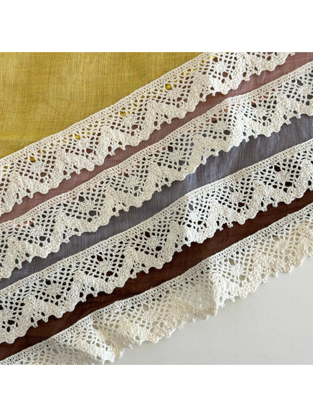 Scarvii - Lace Trim Crinkle Neck Scarf