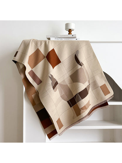 Scarvii – Geometric Print Fringe Scarf & Wrap