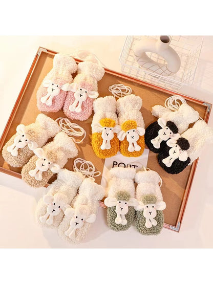 Gloving - Cartoon Lamb Slip-On Plush Winter Mittens
