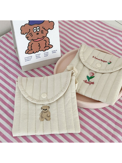 Back view of Cosbai cute animal stitch button pouch