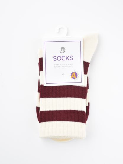 Rufia - Mid-Calf Socks with Bow & Stripe Pattern for Girls