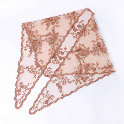 Haila floral lace veil head scarf styled as a head wrap on mannequin