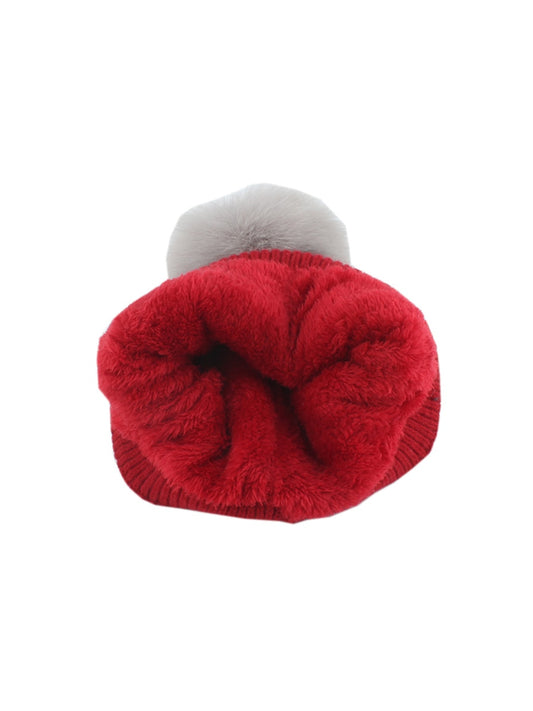 Haila - Zigzag Pattern Round Top Knit Beanie
