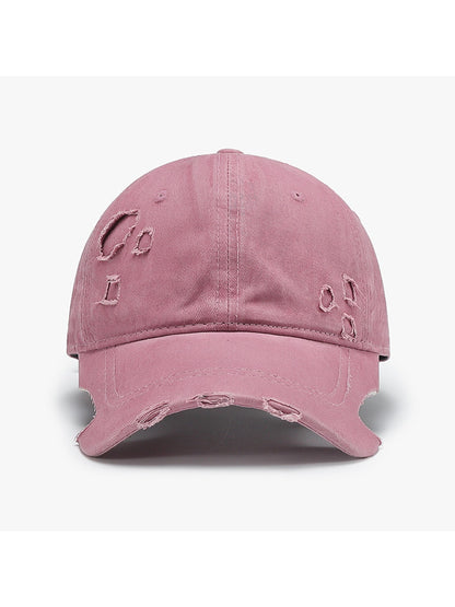 Haila - Distressed Adjustable Curved Brim Baseball Cap