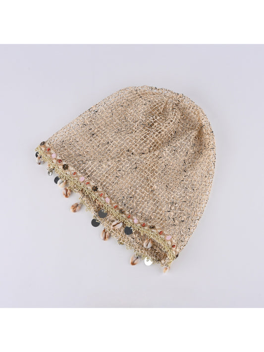 Haila Hollow Out Knit Mesh Shell Pattern Beanie product image