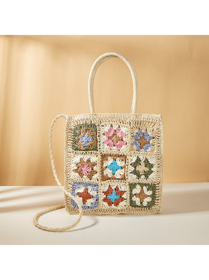 Cosbai Boho Woven Flower Tote Bag product image