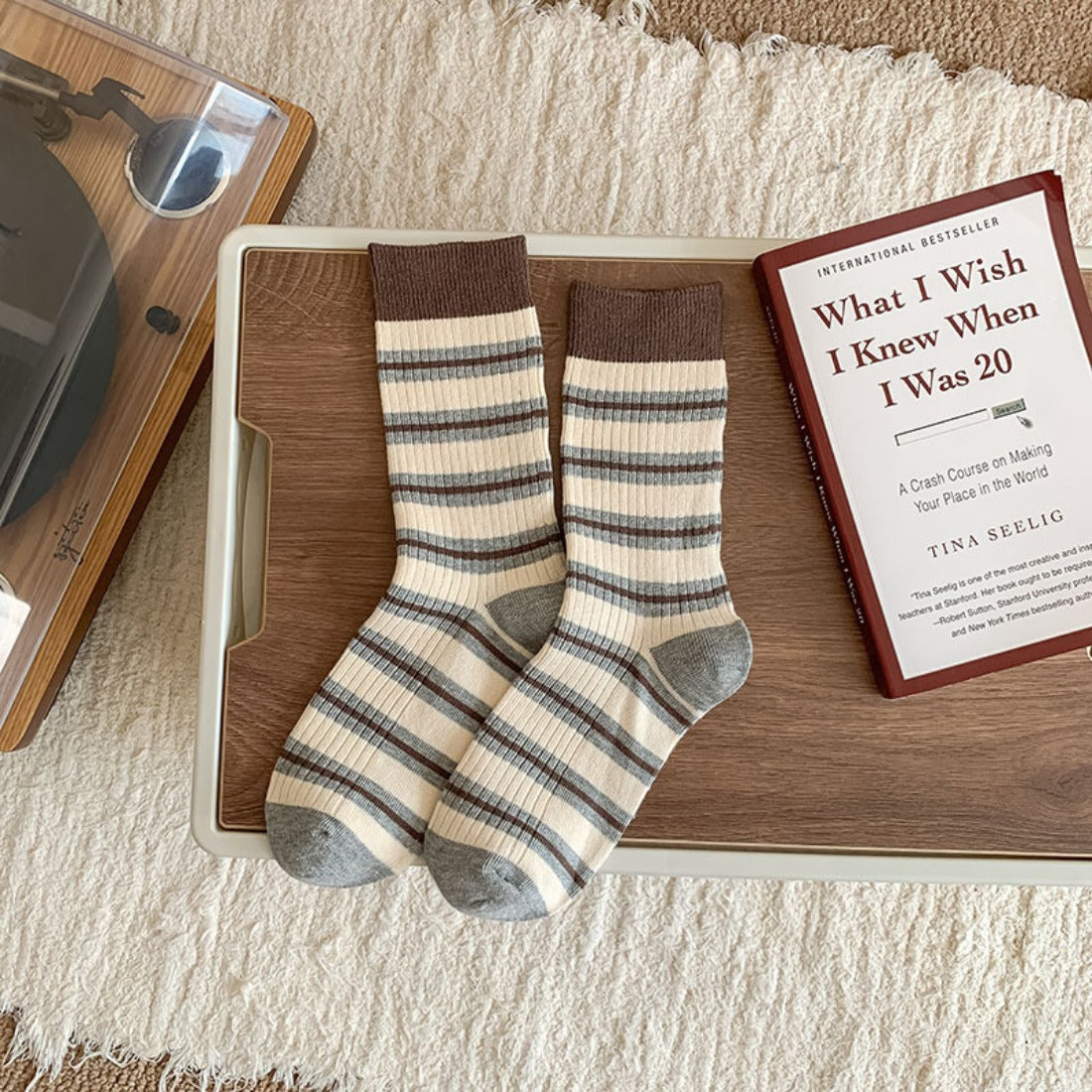 Rufia - Striped Women's Socks for Fall & Winter