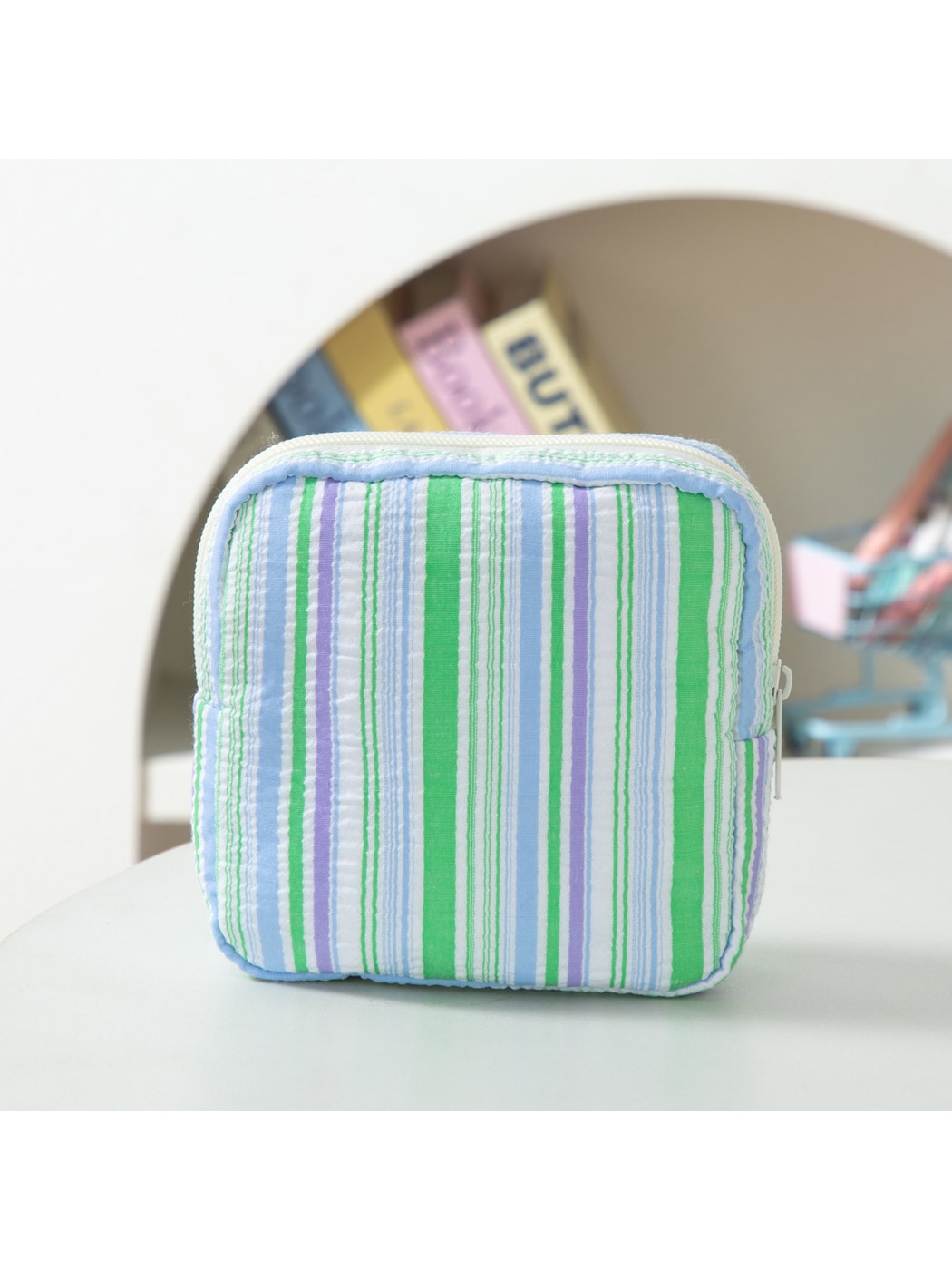 Cosbai - Modern Striped Pattern Zip Pouch