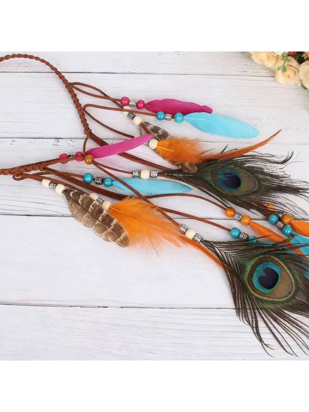 Hairish - Colorful Peacock Feather Hair Garland