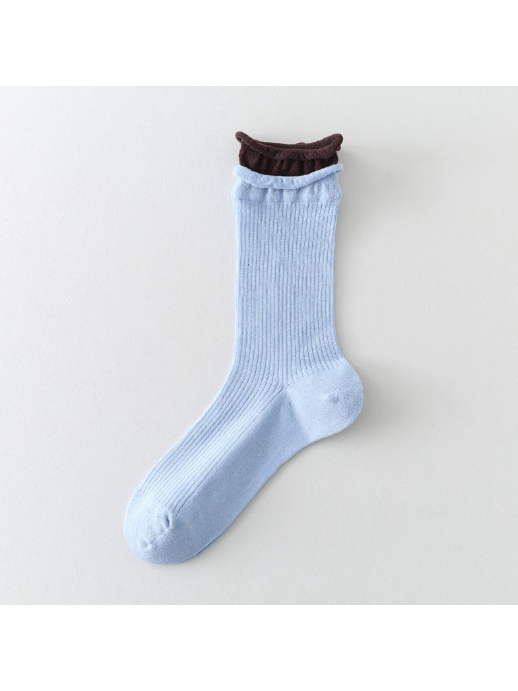 Rufia - Minimal Ribbed Contrast Edge Crew Socks