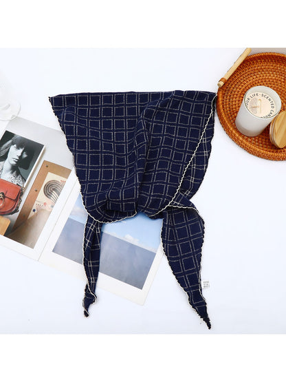 Scarvii - Retro Check Pattern Fashion Triangle Bandana