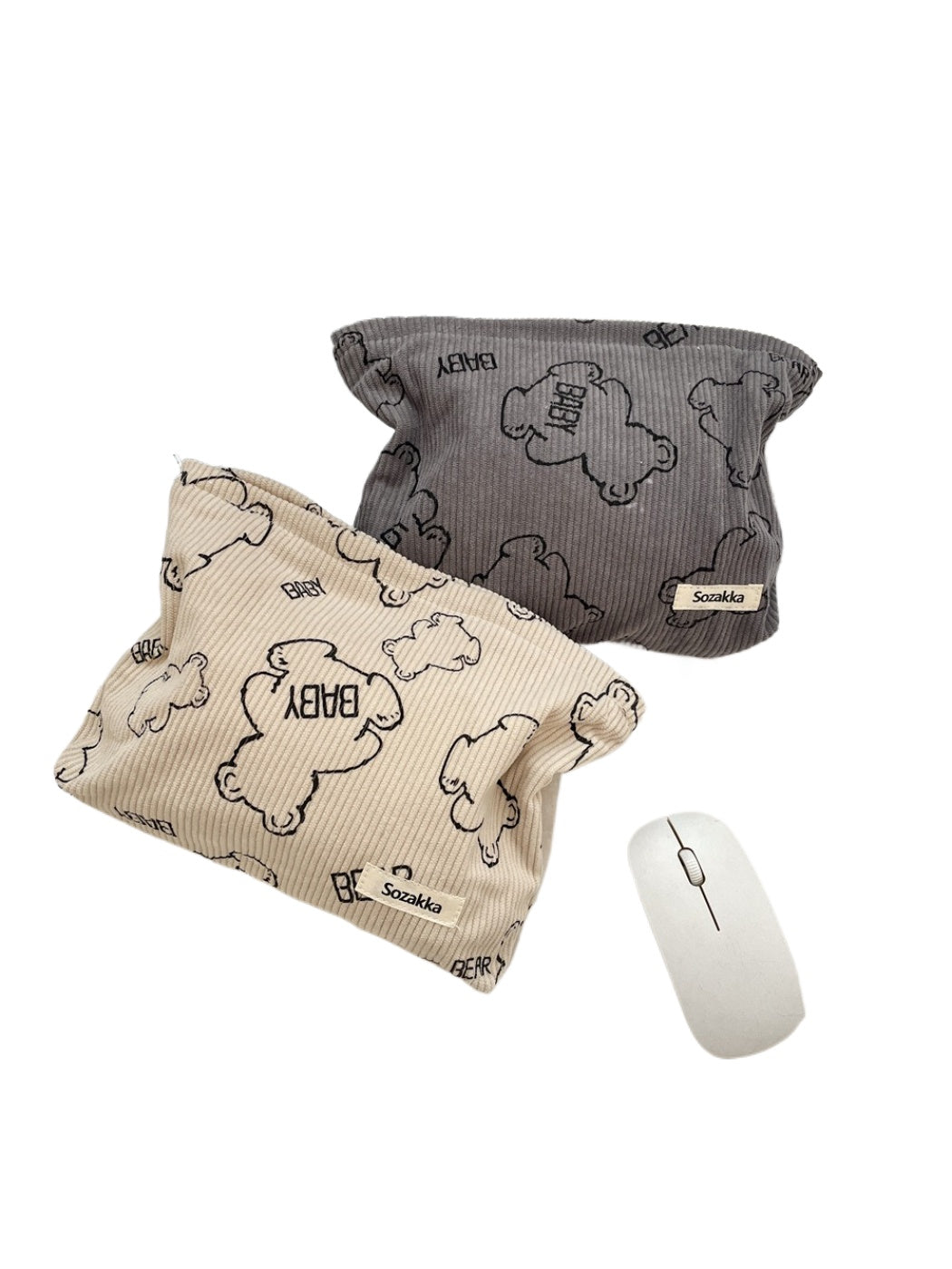 Cosbai - Teddy Bear Corduroy Cosmetic Bag