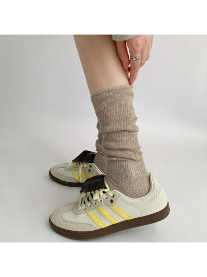 Rufia - Classic Solid Color Mid Calf Socks