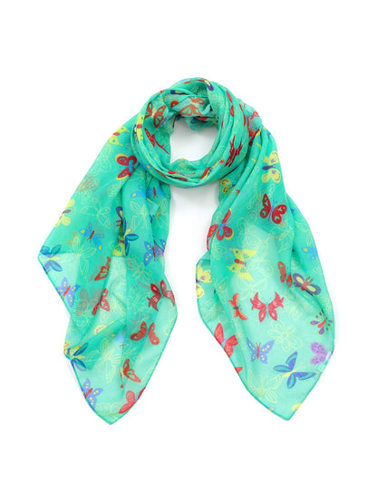 Scarvii - Green Butterfly Print Fashion Scarf
