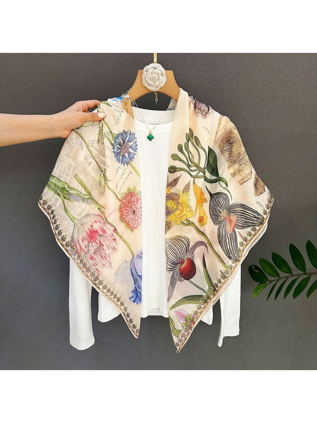Scarvii - Vintage Botanical Collage Print Square Scarf