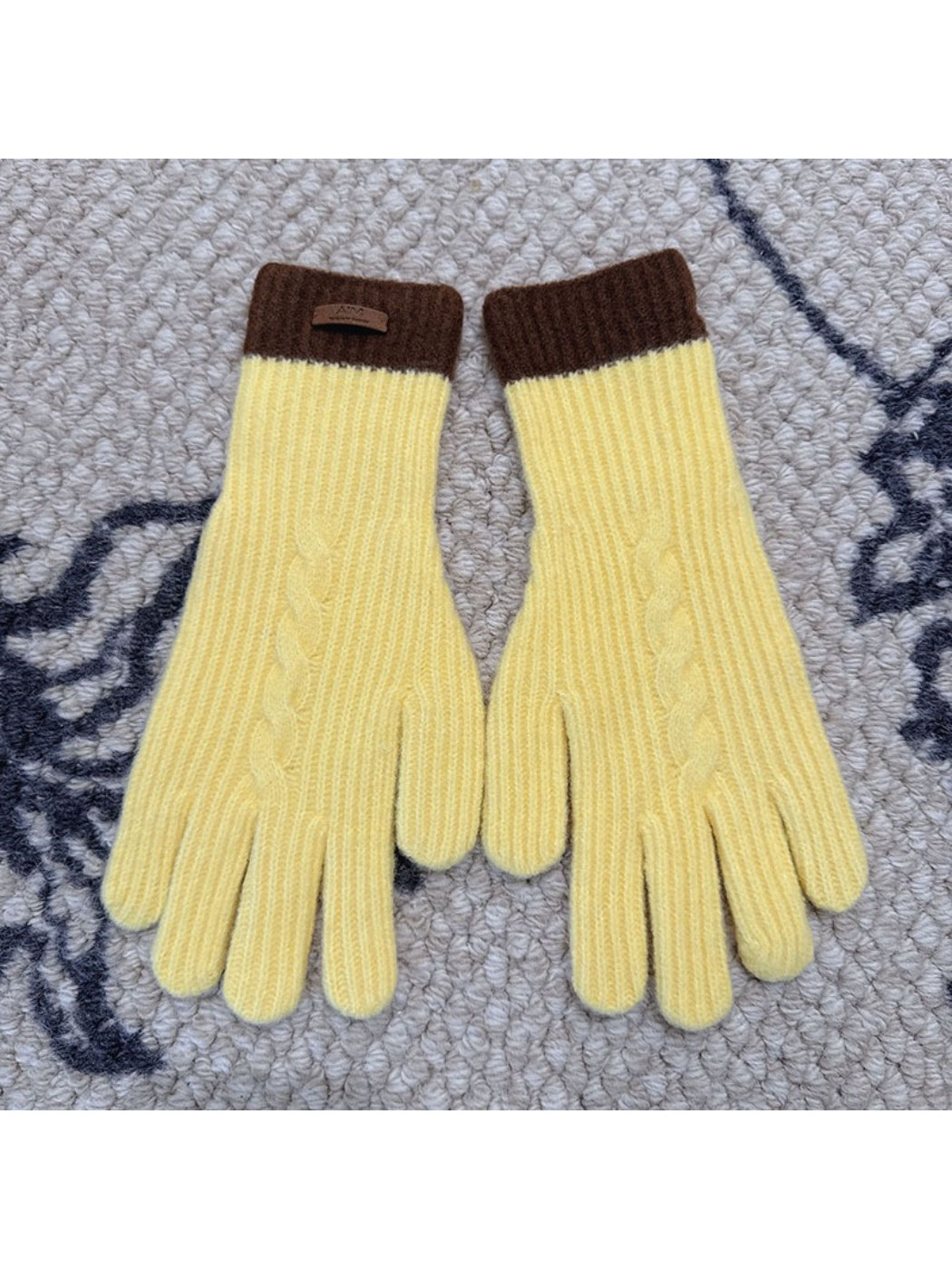 Gloving Colorblock Knit Winter Gloves showing color block detail and geometric pattern