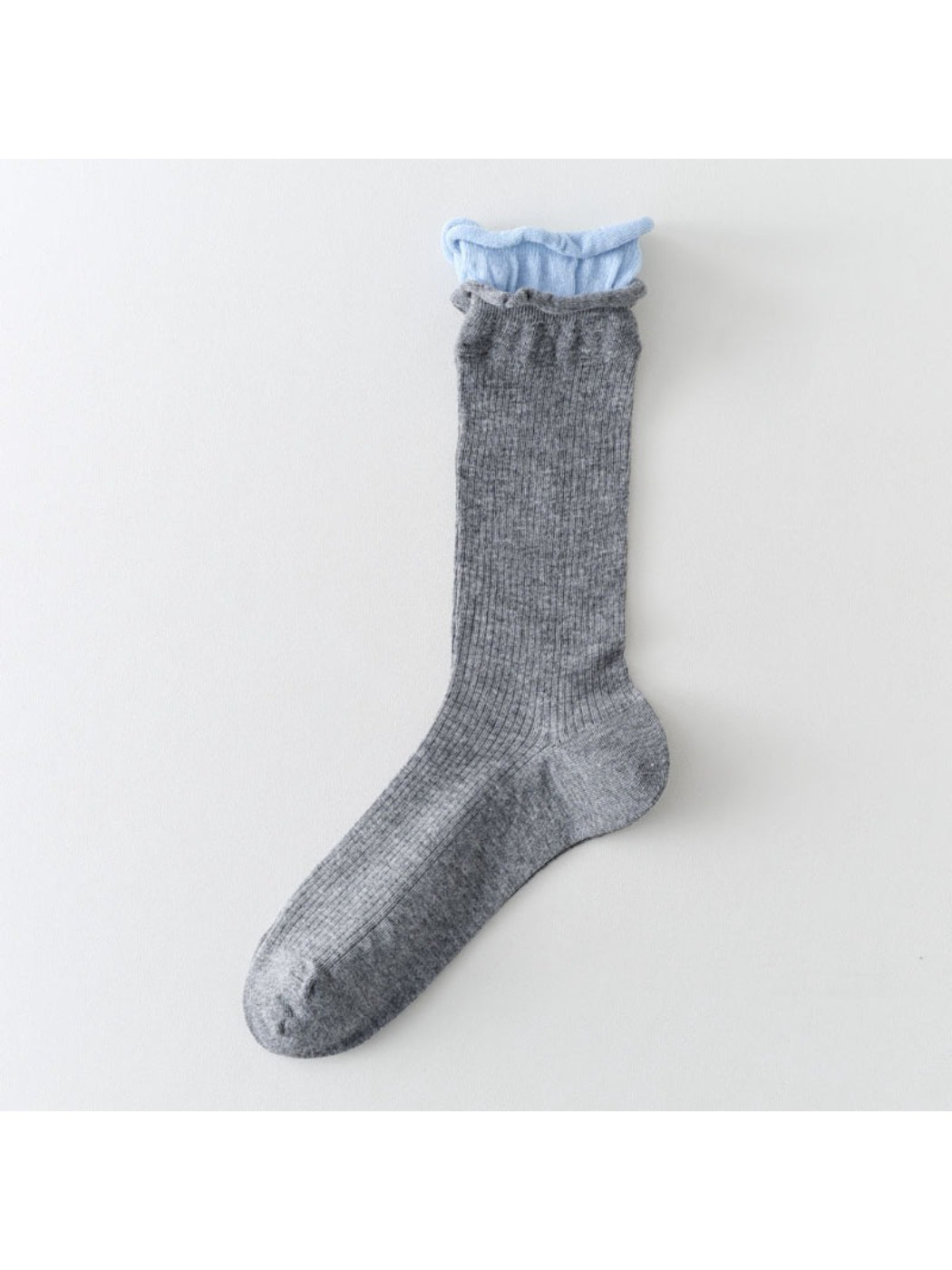 Rufia - Minimal Ribbed Contrast Edge Crew Socks