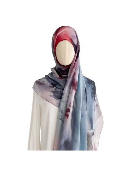 Scarvii - Soft Tone Abstract Printed Summer Wrap Scarf