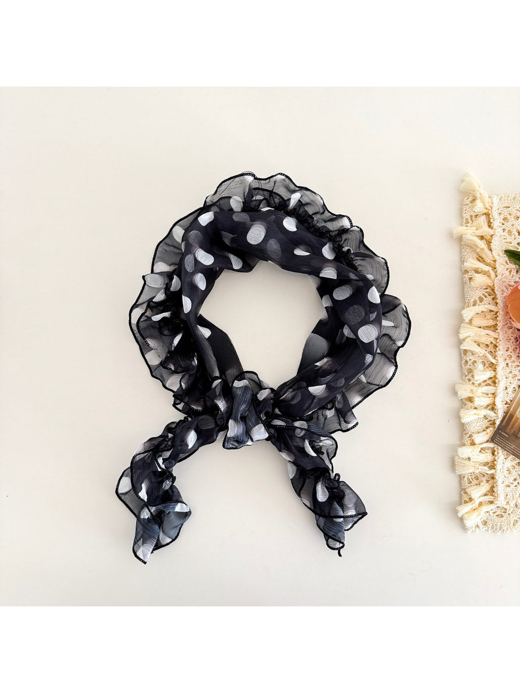 Scarvii - Polka Dot Ruffle Edge Scarf