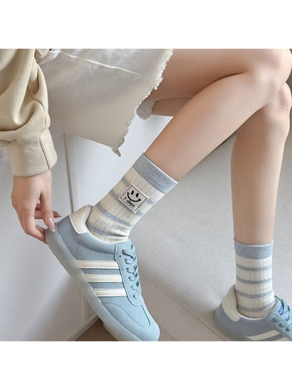 Rufia - 7 Days Smile Patch Striped Crew Socks