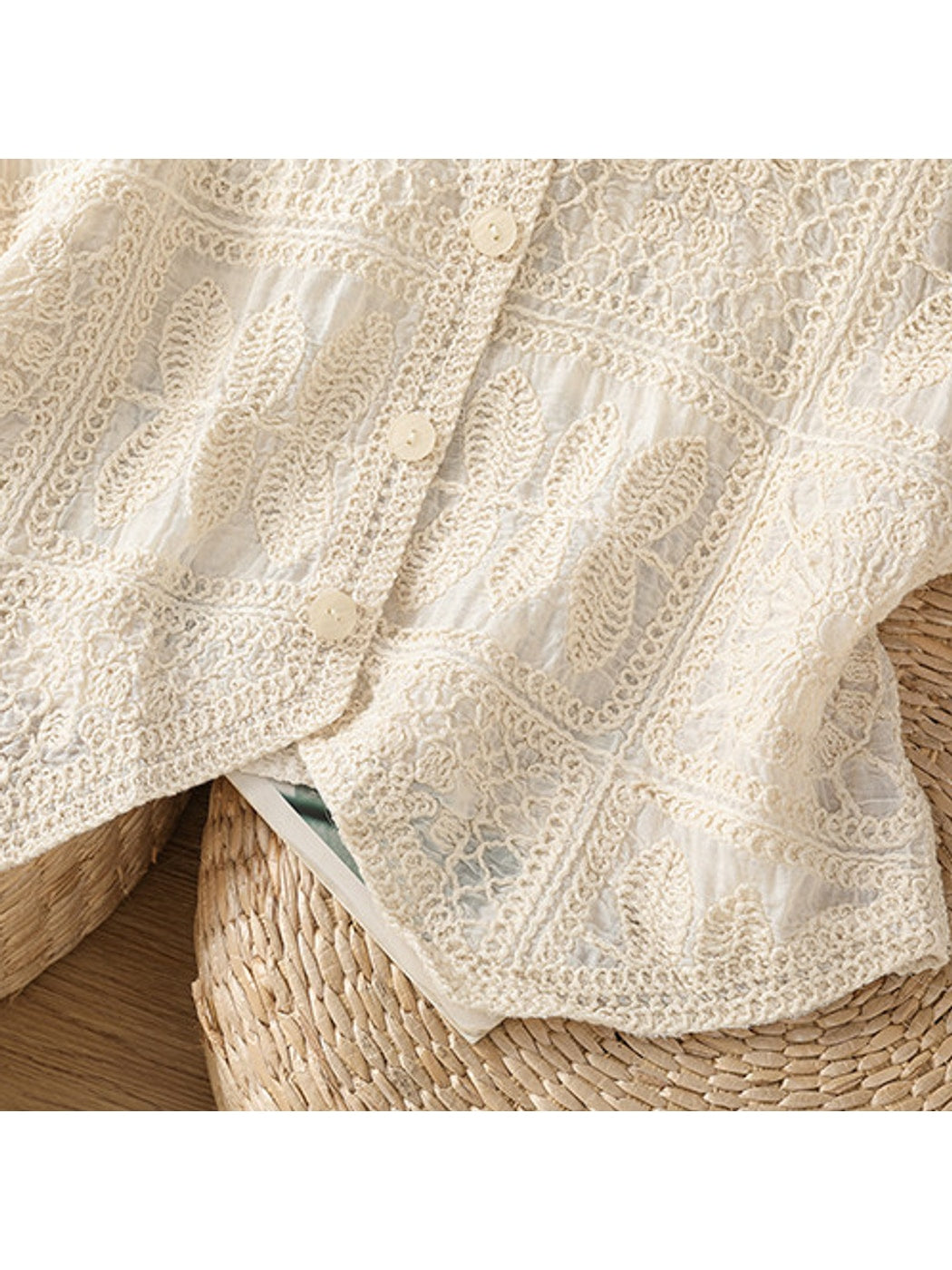 Crosa - Geometric Textures Crochet Detail Sleeveless Vest