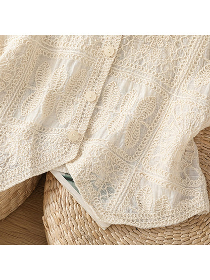 Crosa - Geometric Textures Crochet Detail Sleeveless Vest