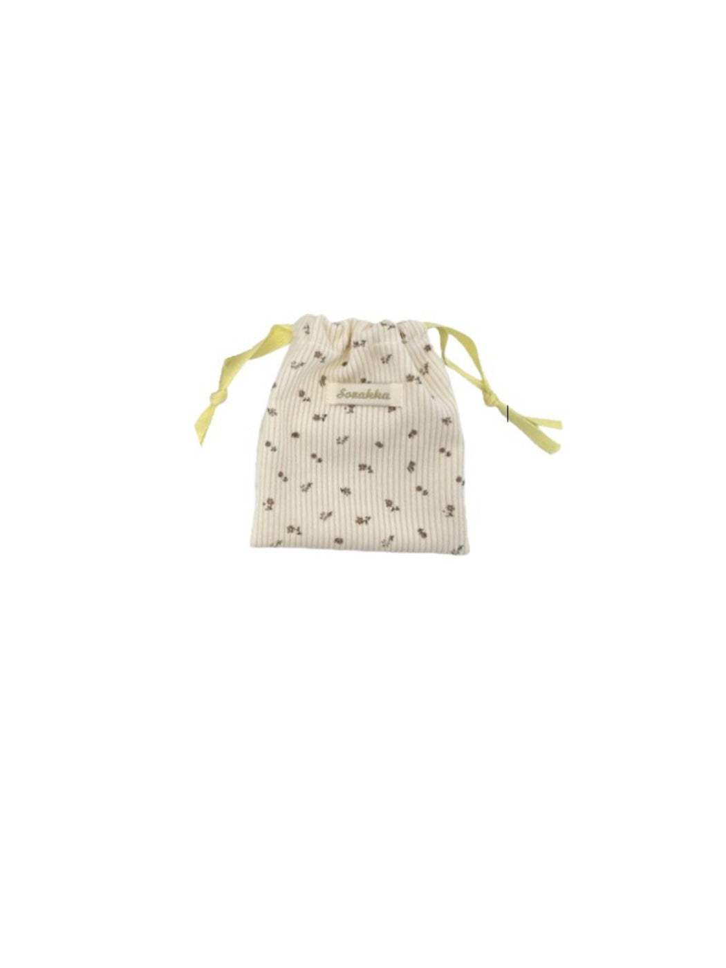 Cosbai - Corduroy Floral Drawstring Pouch