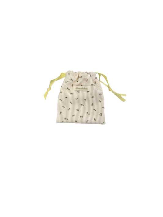 Cosbai - Corduroy Floral Drawstring Pouch