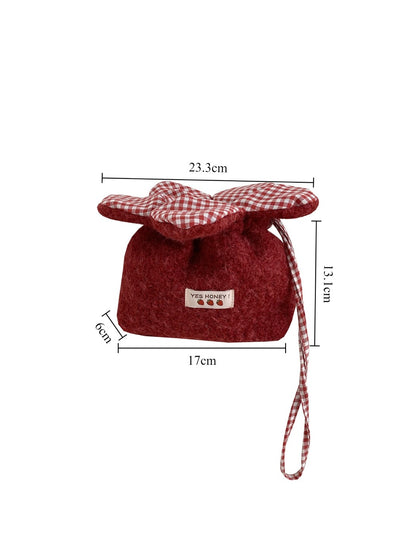 Cosbai - Drawstring Bag with Fluffy Flower