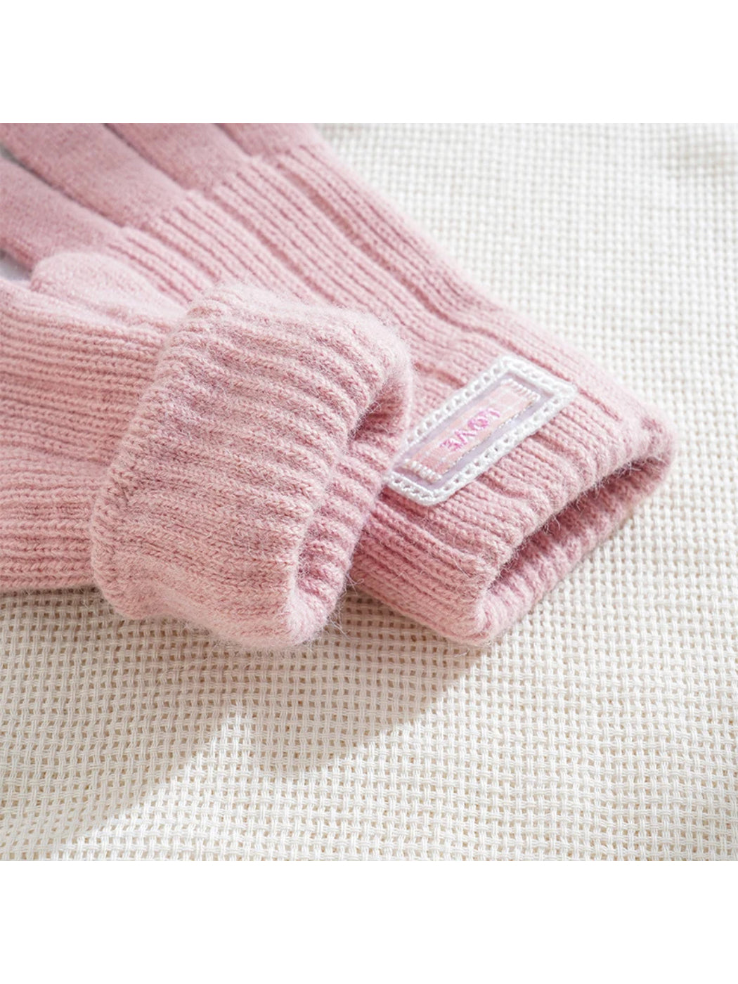 Gloving - Fuzzy Texture Ribbed Cuff Gloves