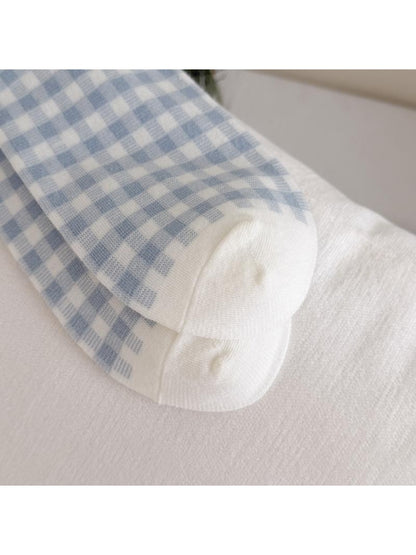 Rufia - Classic Bow and Plaid Pattern Crew Socks