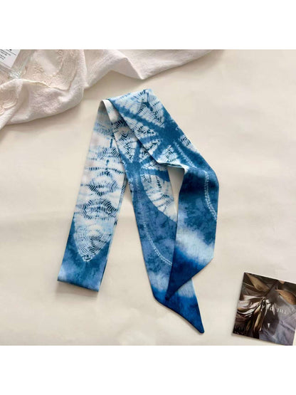 Scarvii - Blue Tie Dye Pattern Skinny textile accessory detail view 6