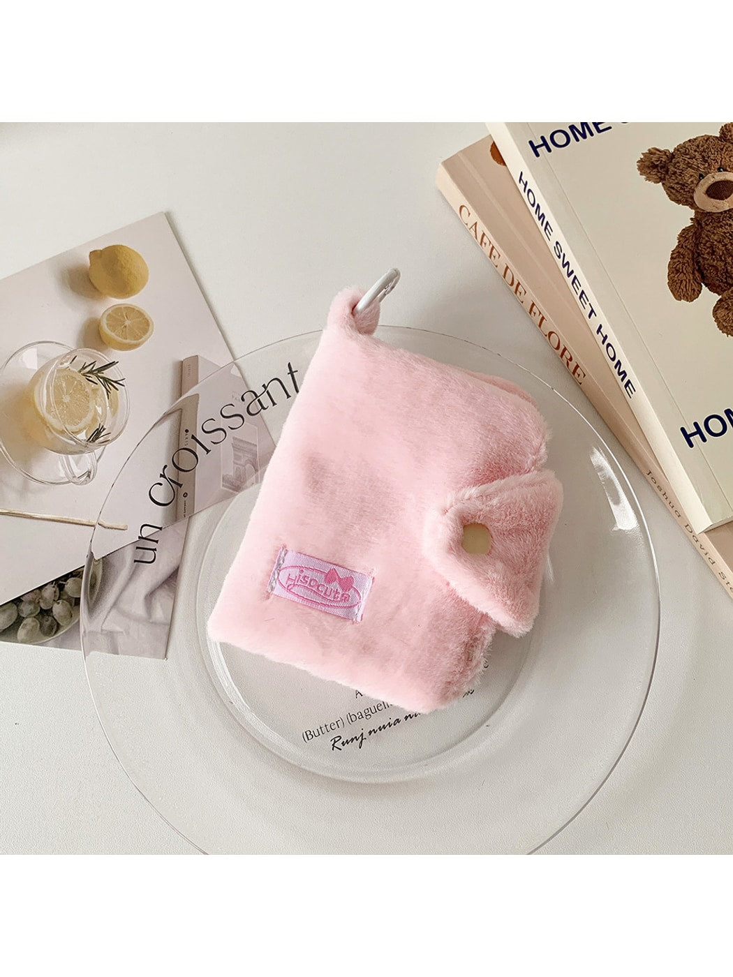Cosbai - Solid Color Fold Over Plush Coin Purse