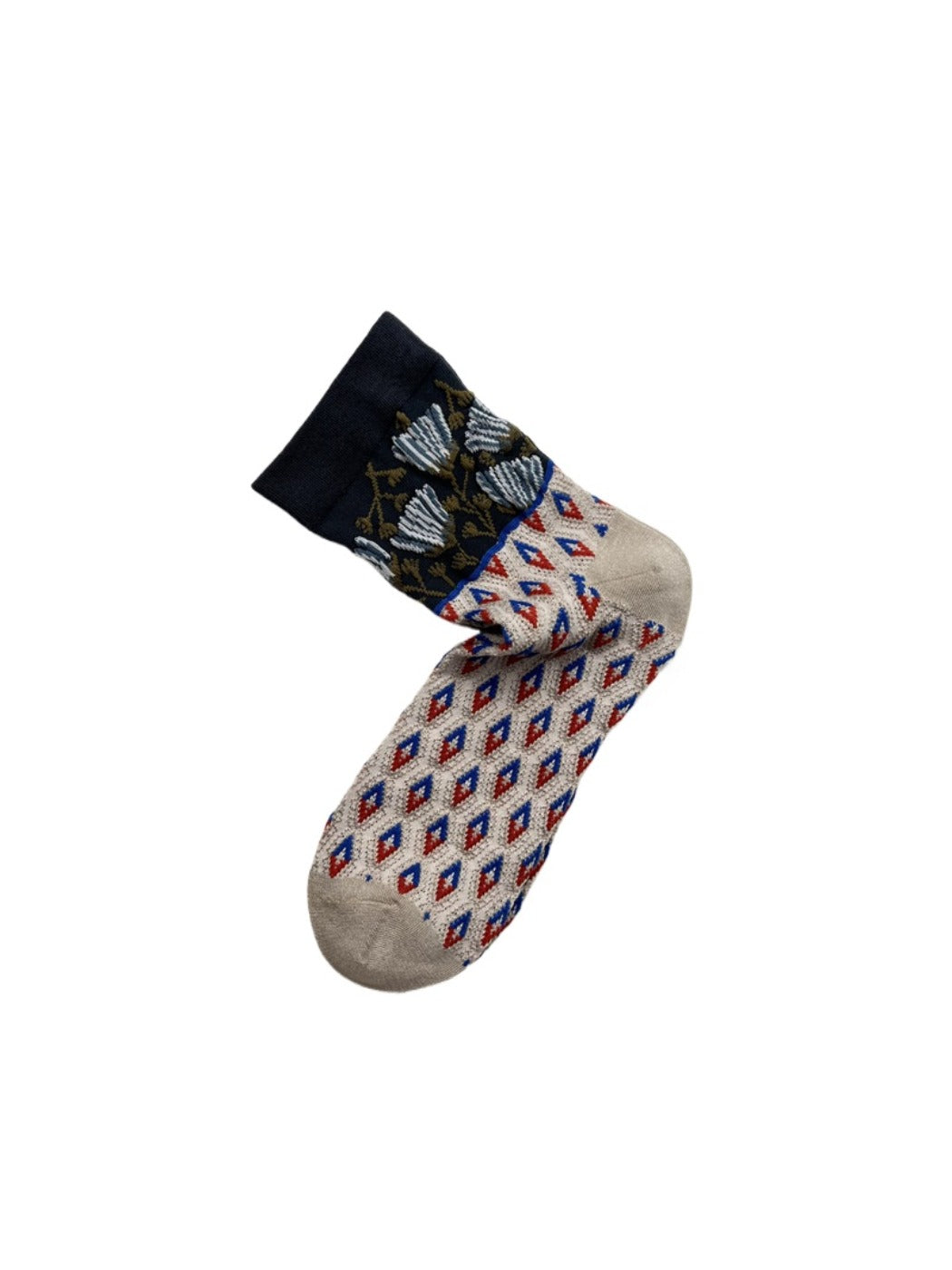Rufia - Boho Diamond Pattern Mid-Crew Socks