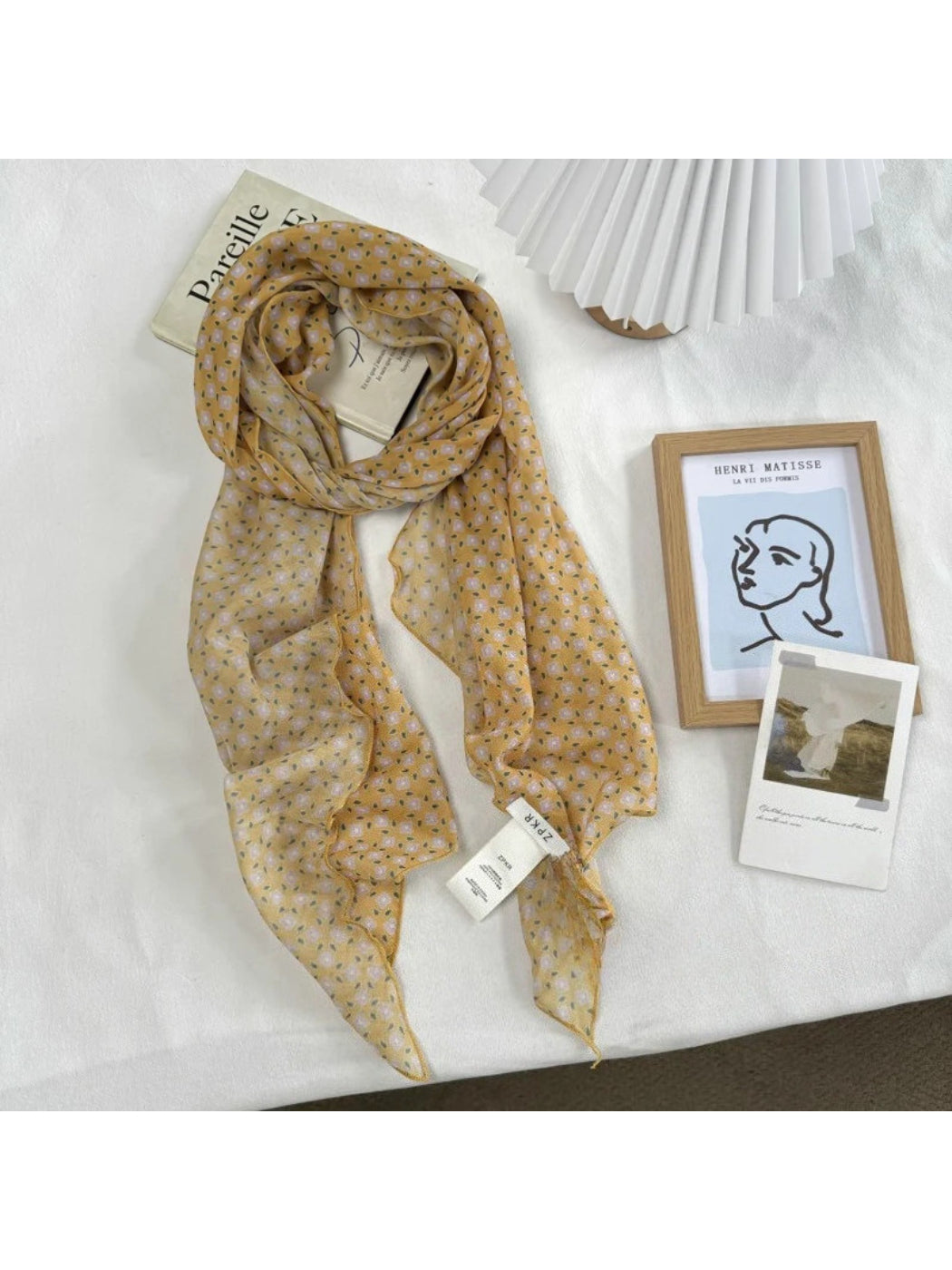 Scarvii - Botanical Floral Print Sheer Scarf