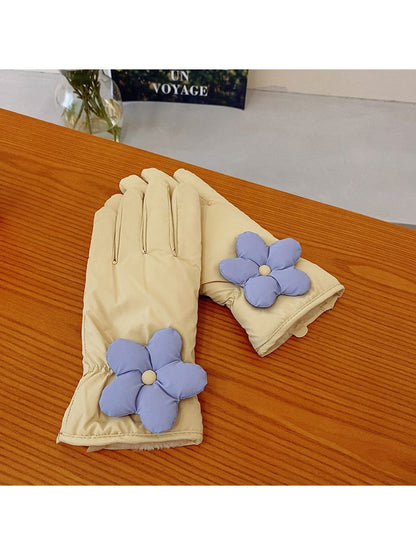 Gloving - Floral Accent Padded Winter Gloves