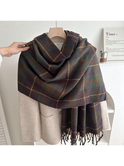 Scarvii - Double-Sided Plaid Fringed Winter Scarf