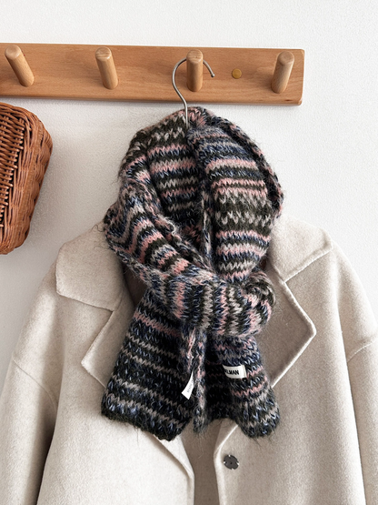Scarvii - Fair Isle Stripe Textured Knit Scarf