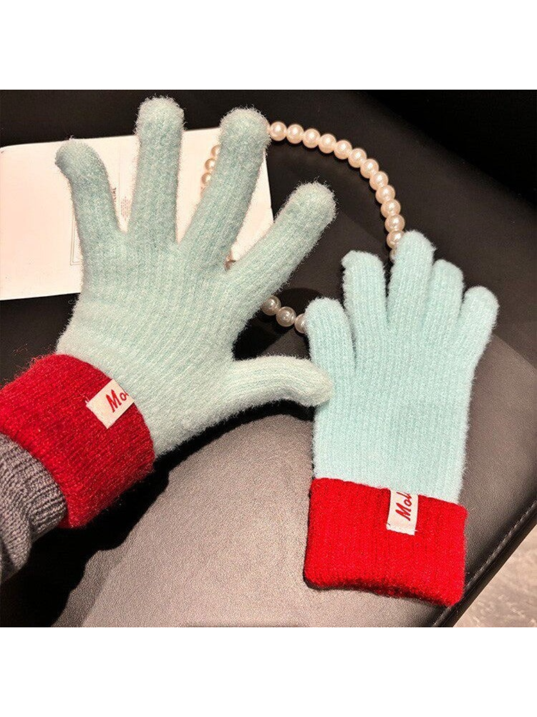 Gloving - Colorblock Fuzzy Texture Gloves