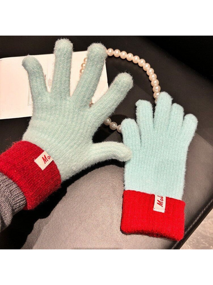 Gloving - Colorblock Fuzzy Texture Gloves
