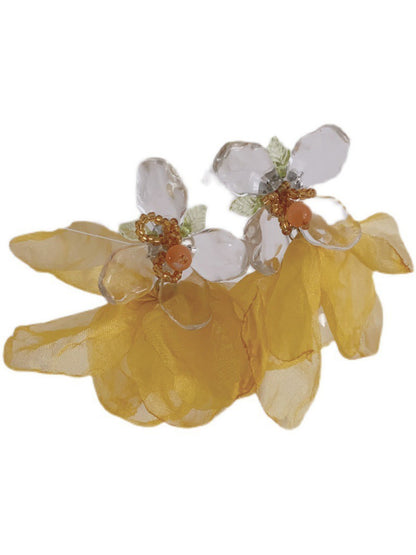 Earwish - Golden Flower Drop Earrings