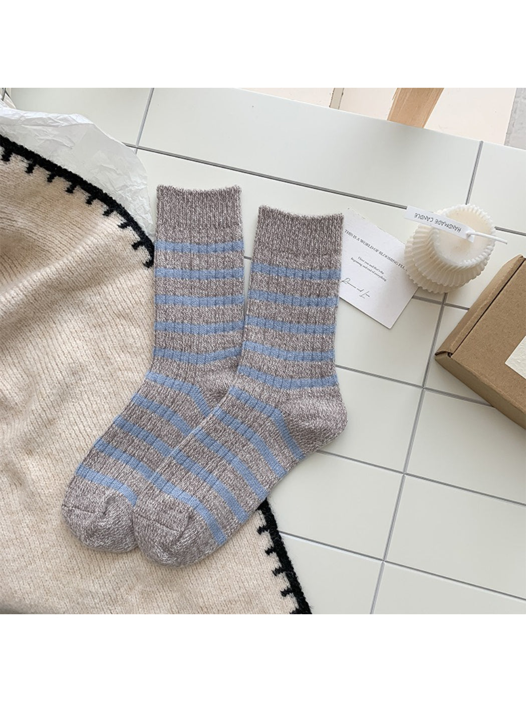 Rufia Cozy Stripe Fuzzy Crew Socks product image 6