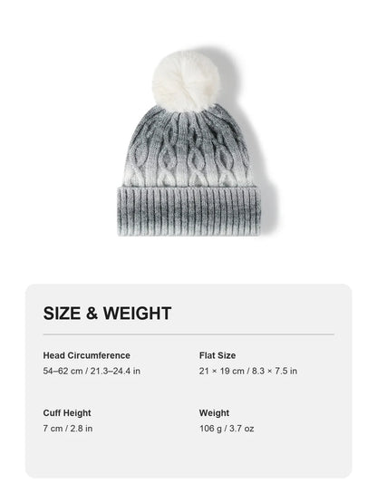 Haila - Gradient Cable Knit Pom Beanie
