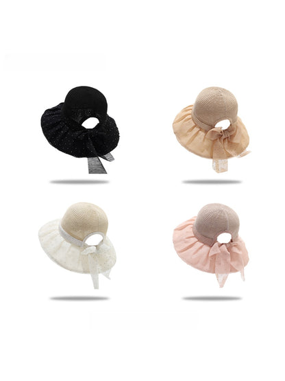 Haila - Ribbon Bow Decorate Wide Brim Bucket Hat