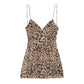 Troposa - Backless Mini Dress - Floral & Leopard & Leaf