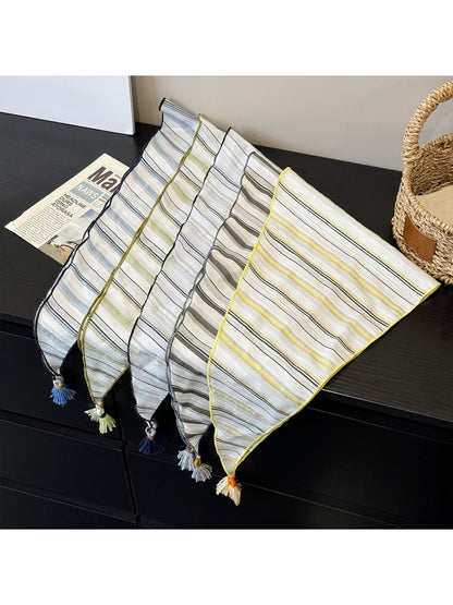 Scarvii - Fresh Striped Tassel Triangle Bandana
