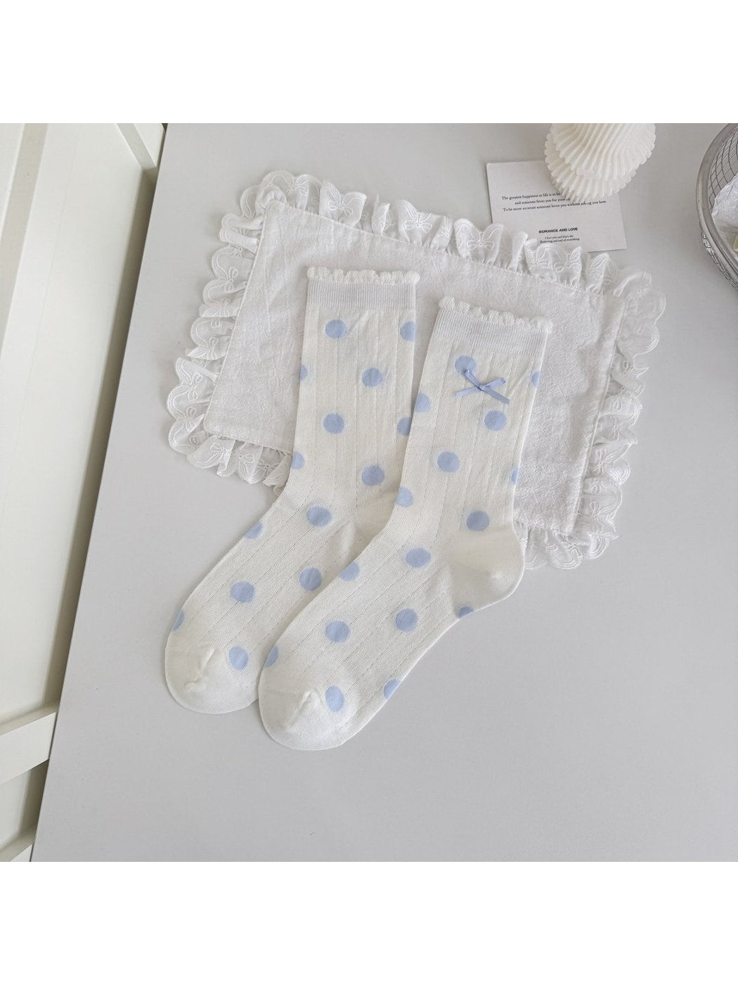 Rufia - Ruffle Trim Bow Detail Women's Crew Socks